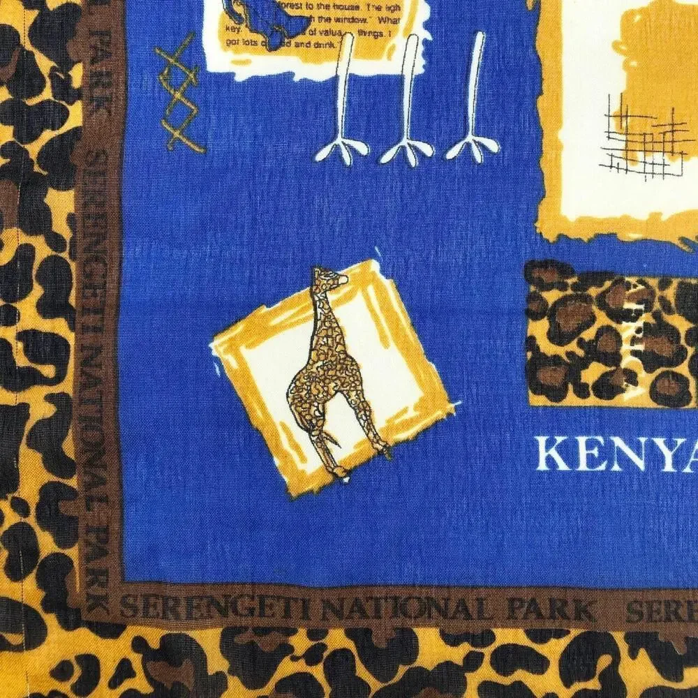 80s Serengeti National Park Africa souvenir scarf 1980s vintage